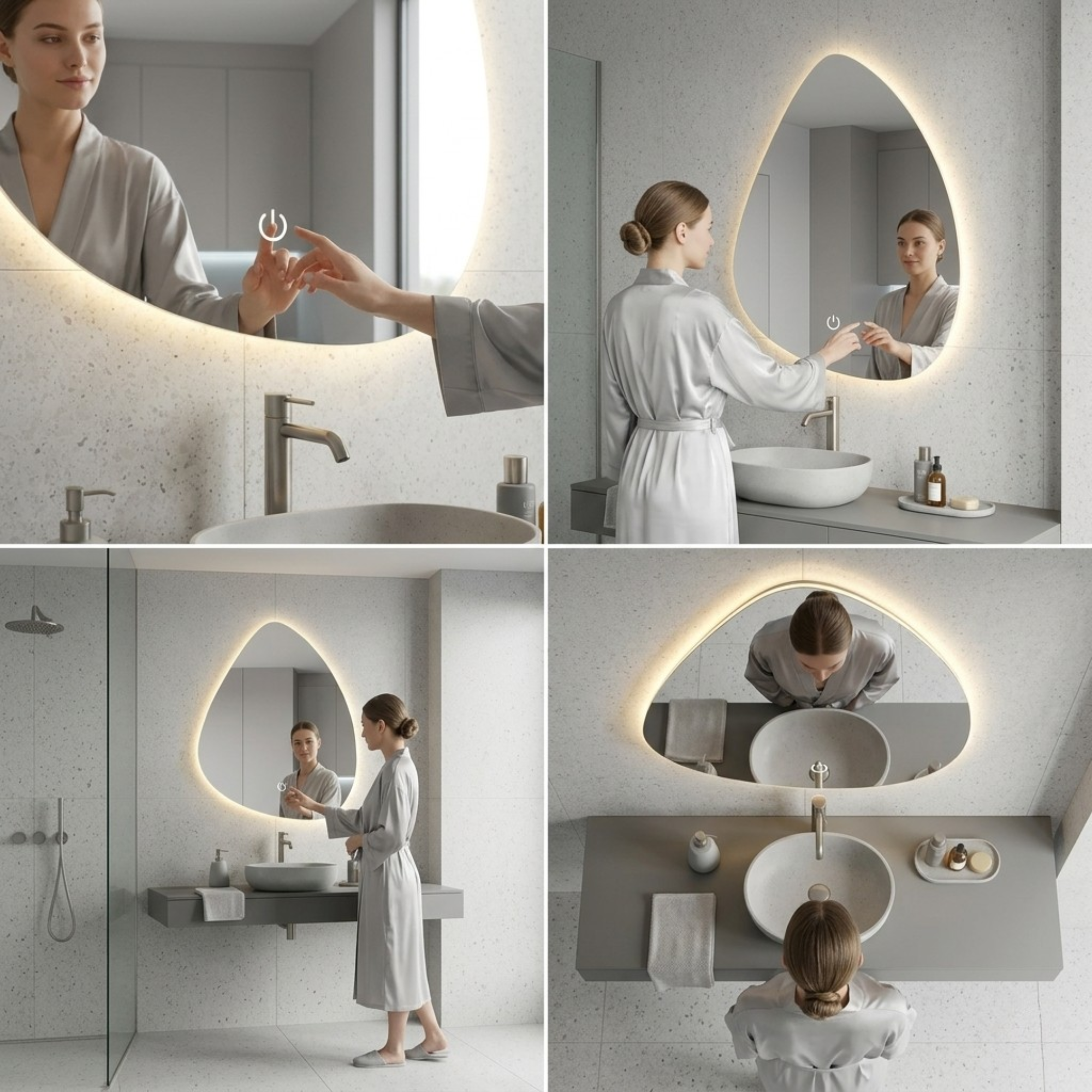 Arko Bathroom Teardrop LED Mirror with Lights 500x700mm - Wall Mounted Vanity Mirror -Bathroom mirror Illuminated LED mirror
