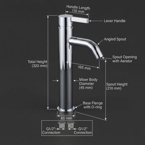 Arlo Round Tall Basin Mixer Tap Chrome