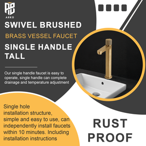 Round Tall Basin Mixer Tap, Flute Handle - Solid Brass