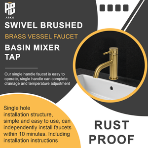 Round Mono Basin Mixer Tap – Brushed Brass Finish