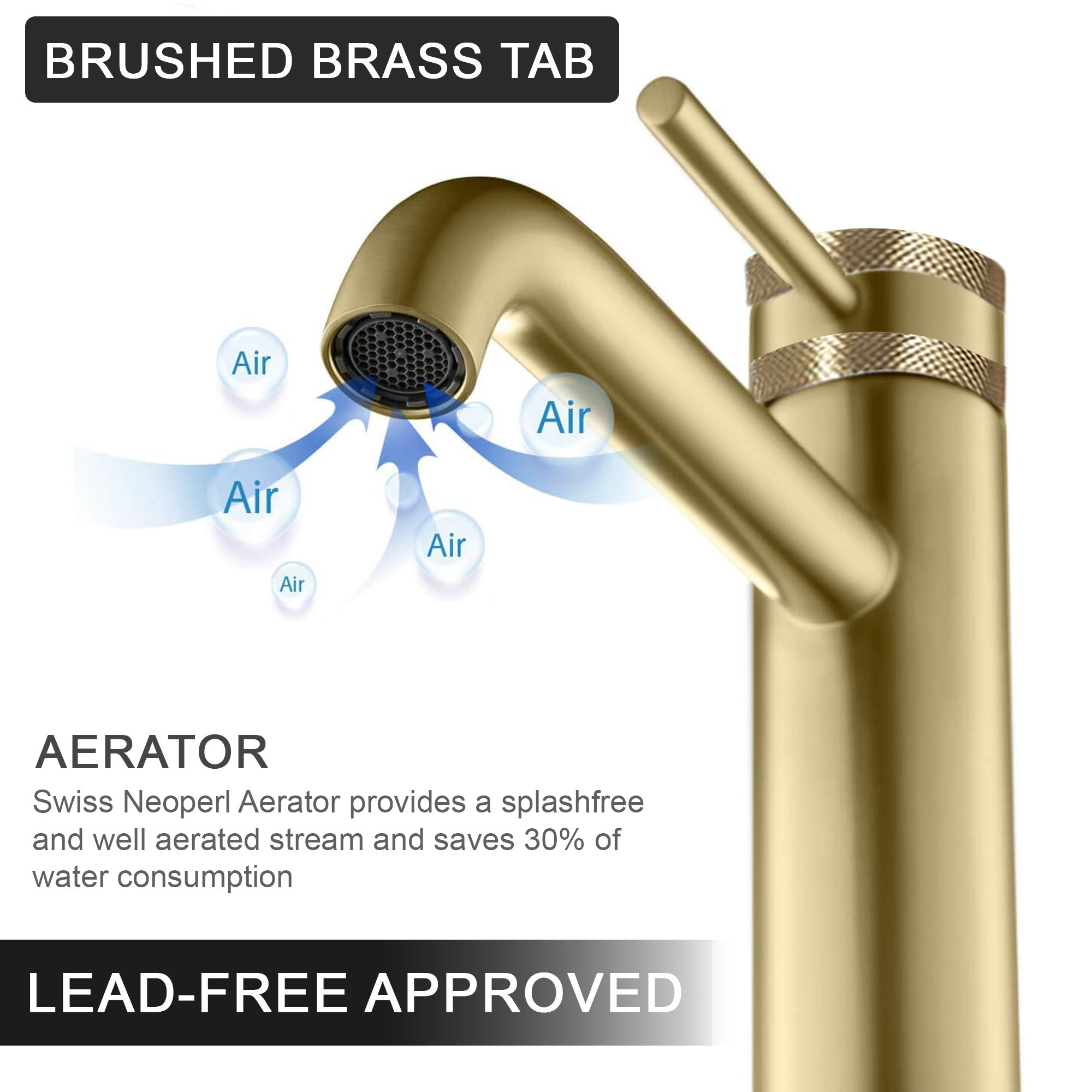 Round Tall Basin Mixer Tap Gold Finish – Solid Brass