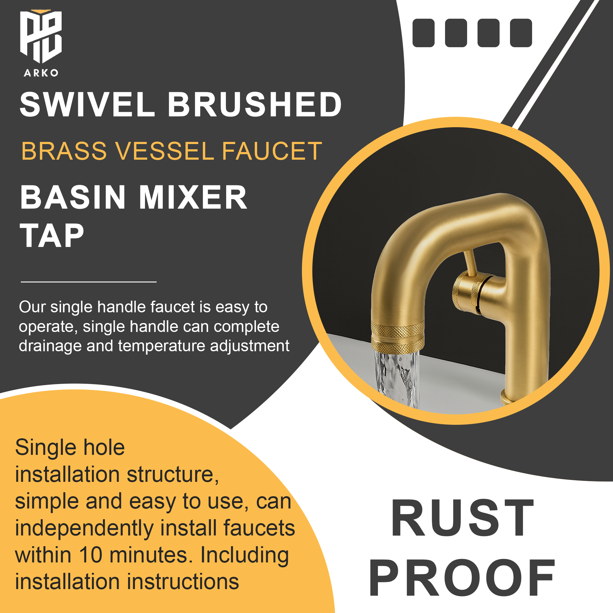 Mono Basin Faucet – Brushed Brass Finish