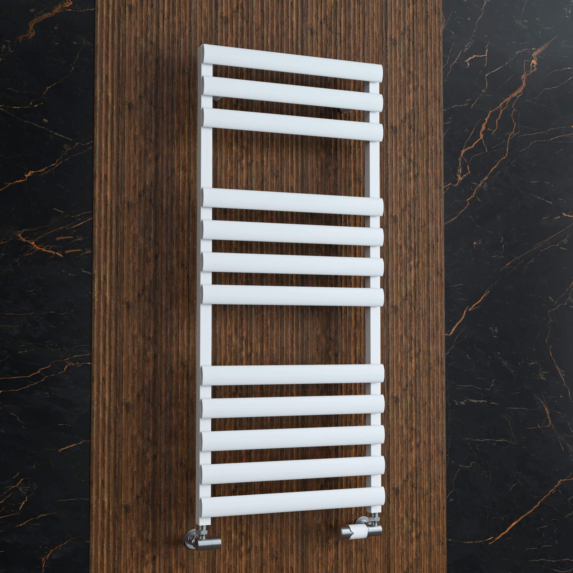 Arko Heated Towel Rail – White – 500 x 1200mm – Straight Bars