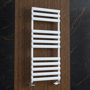 Arko Heated Towel Rail – White – 500 x 1200mm – Straight Bars