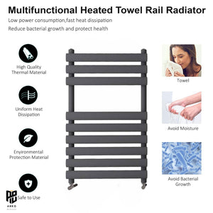 Arko Heated Towel Rail – 500 x 800mm – Straight Bars – Black