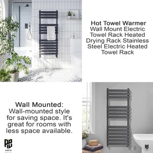 Arko Heated Towel Rail – Matt Black – 500 x 1200mm – Straight Bars