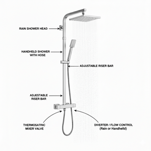 ARKO Waterfall Bath Filler & Mixer Shower Set – Chrome