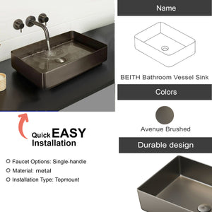 Countertop Basin, 526x346x120mm, Stainless Steel – Bronze
