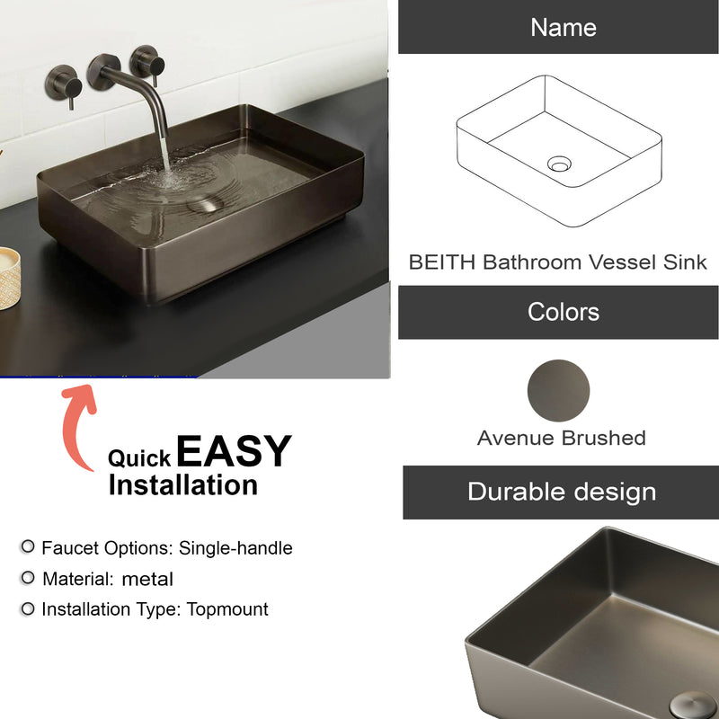 Countertop Basin, 526x346x120mm, Stainless Steel – Bronze