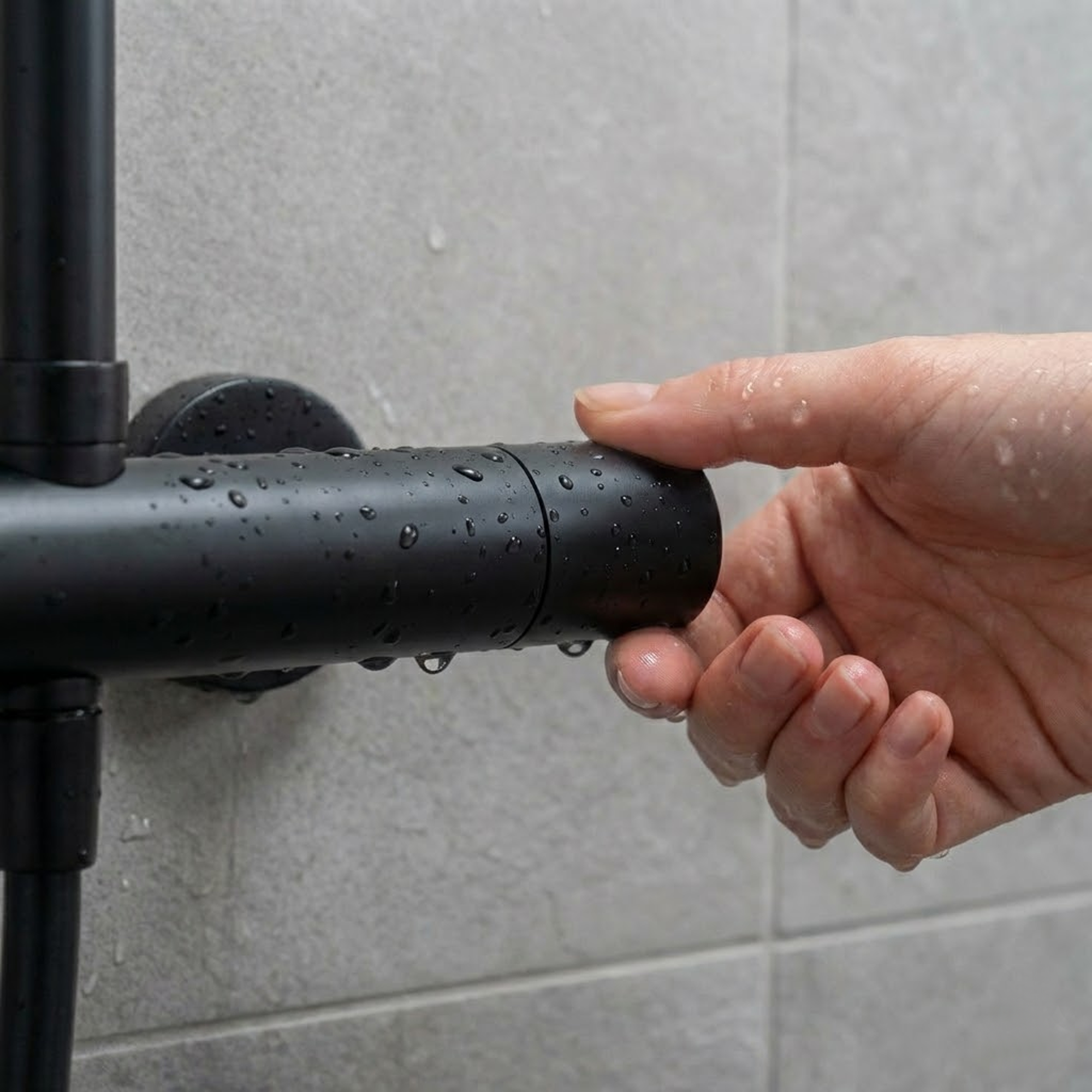 Arko Modern Round Thermostatic Shower - Matt Black