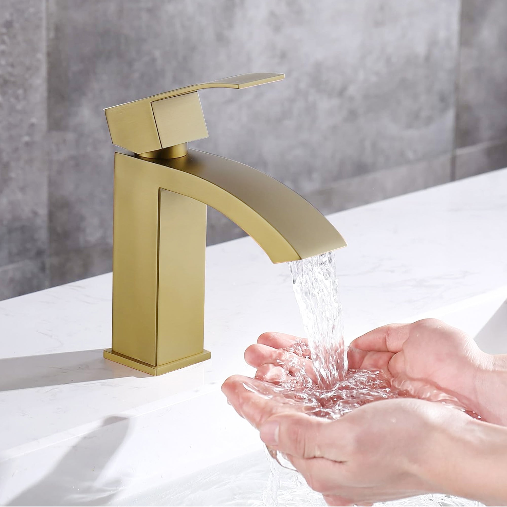 Vista Brass Square Basin Mixer Tap Brass