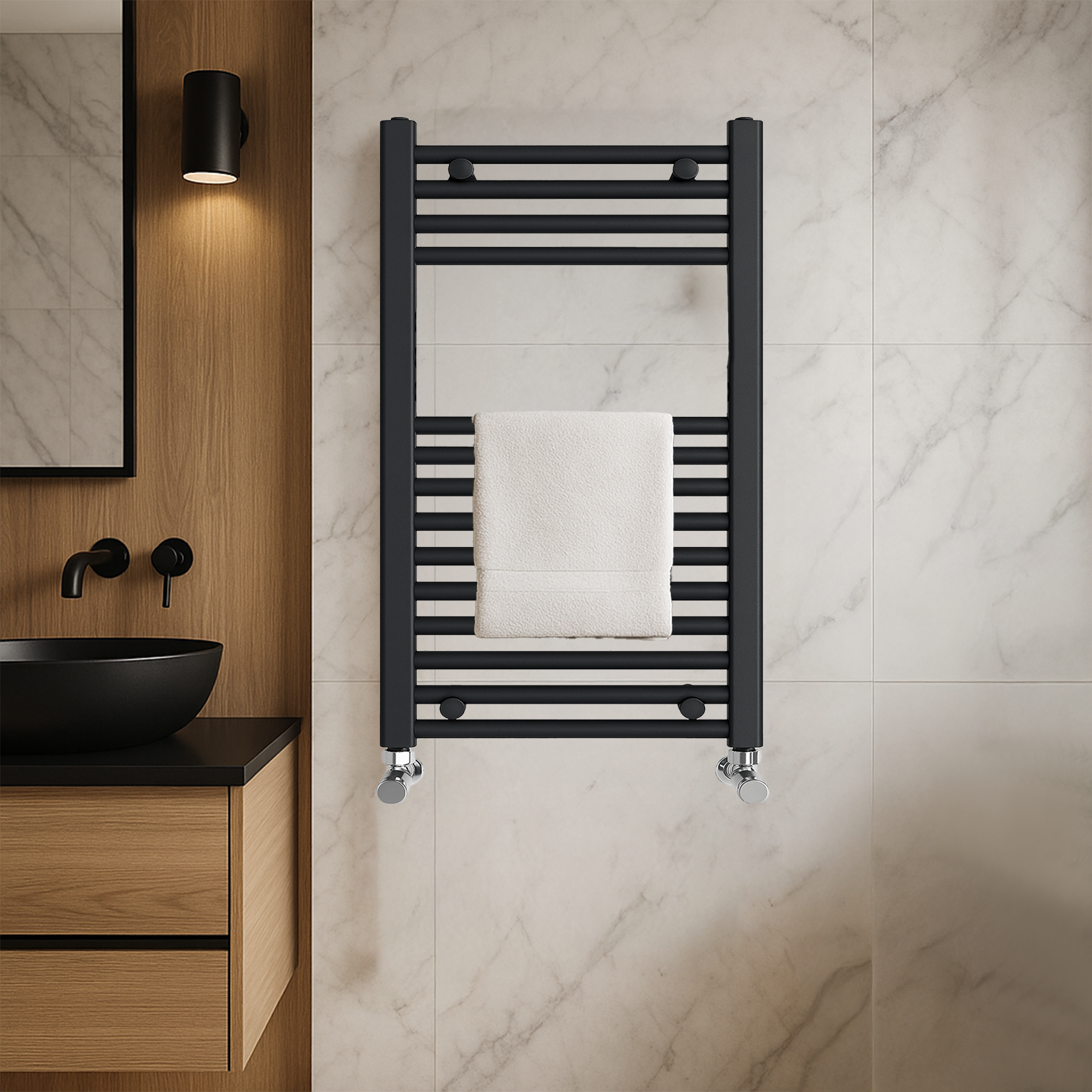 ARKO Black Heated Towel Rail 400x800mm – Wall Mounted Ladder Radiator