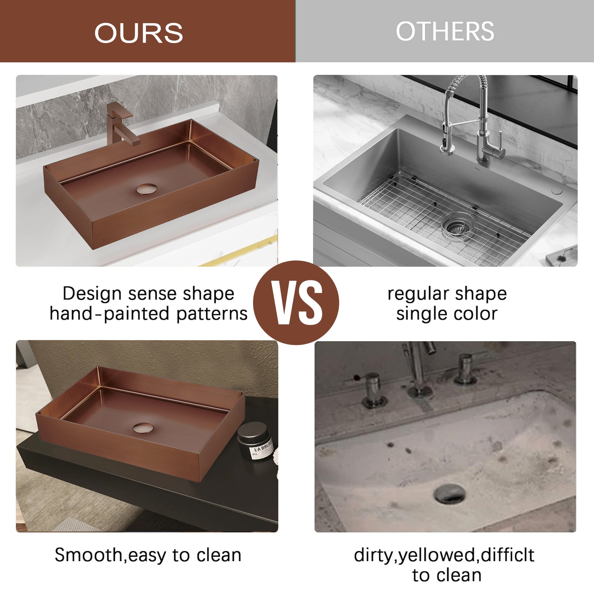 Countertop Basin, 526x346x120mm Stainless Steel – Gunmetal