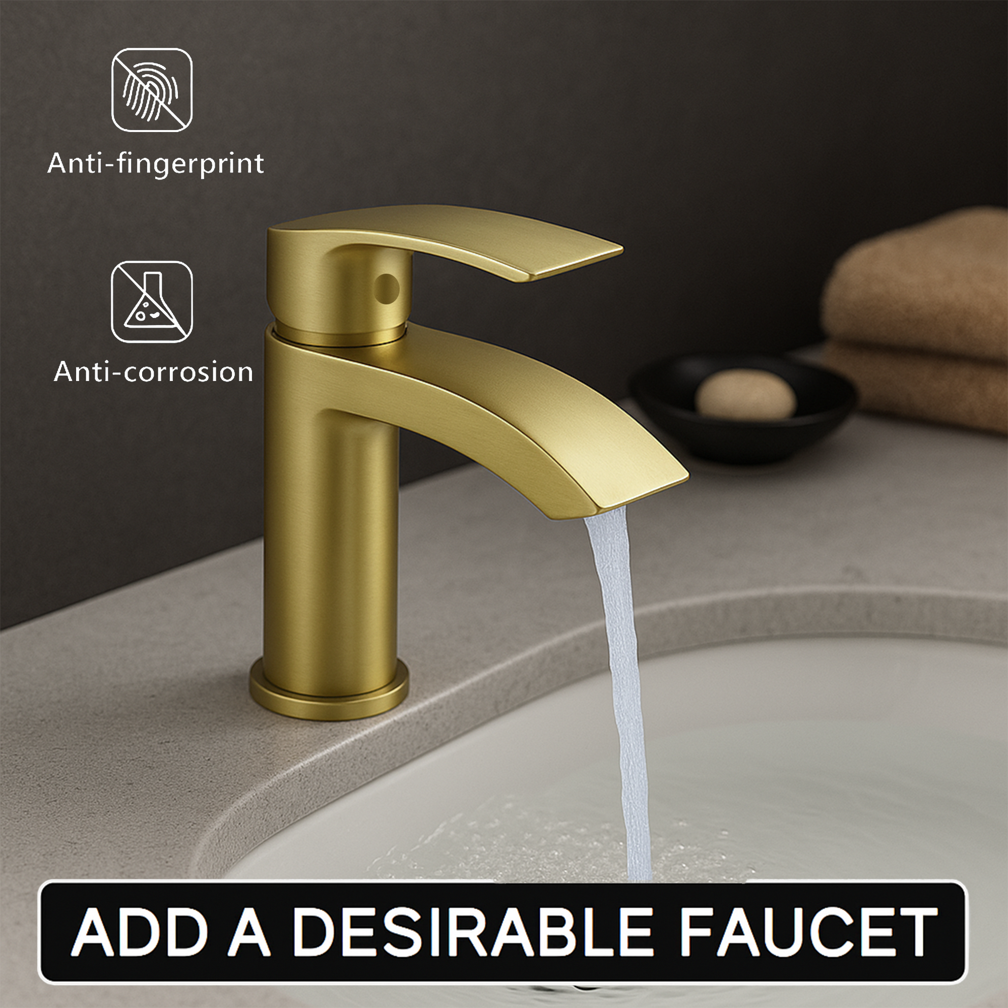 ARKO Capri Brass Bath & Basin Mixer Tap Set – Brass Finish