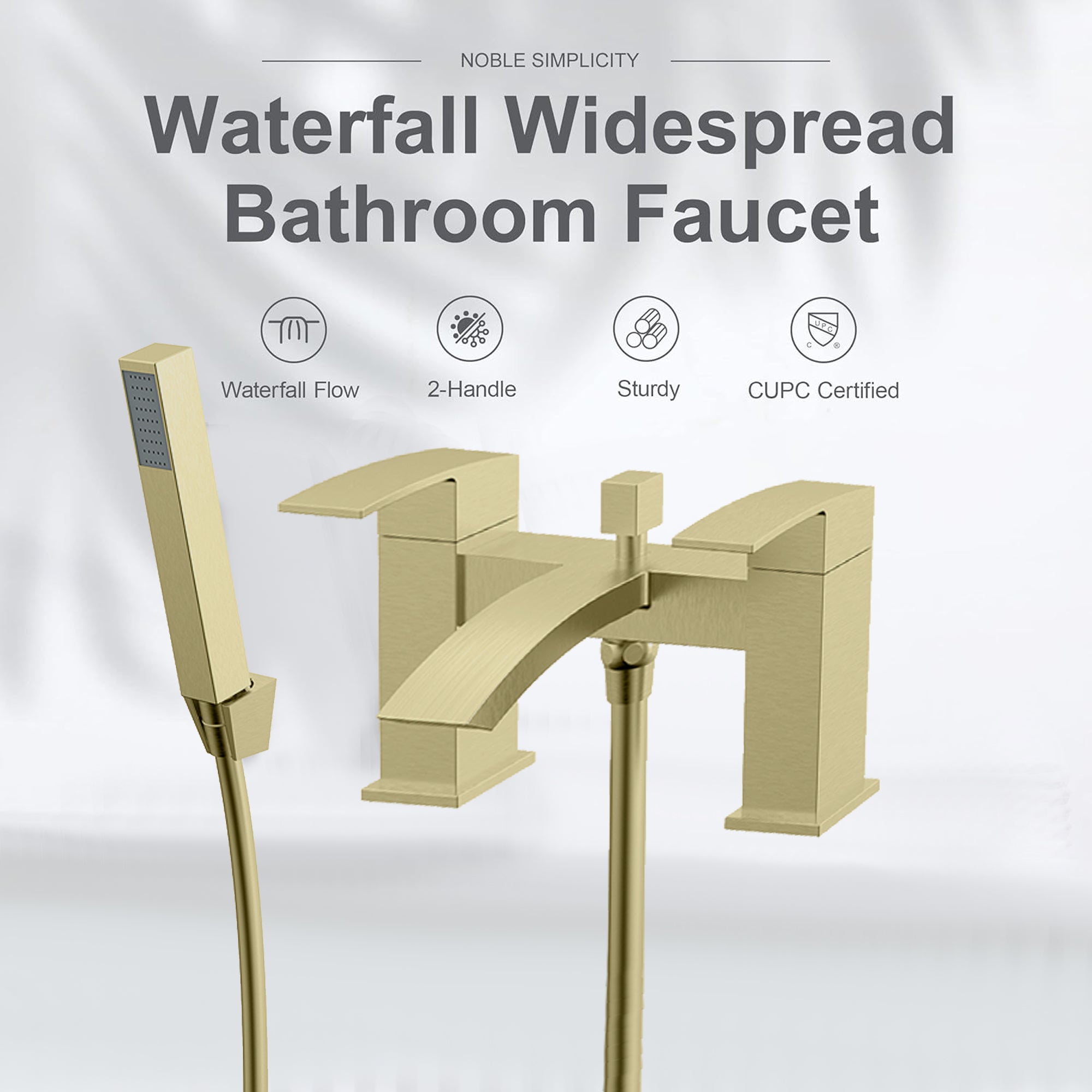 Vista Modern Bath Shower Mixer with Shower Kit – Brushed Brass