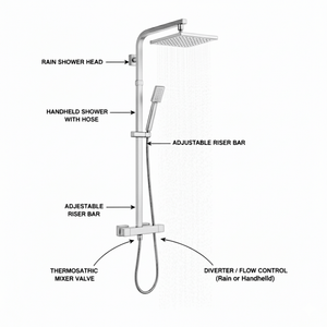 ARKO Verda Bath Filler & Mixer Shower Set – Chrome