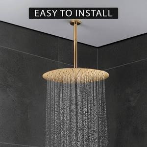 ARKO Round Concealed Thermostatic Shower Mixer 2 Dial Twin Head with Valve, Handset & Shower Waste – Brass