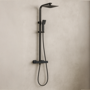 ARKO Vista Basin Mixer Tap, Bath Filler & Thermostatic Mixer Shower Set with Bath Waste – Black