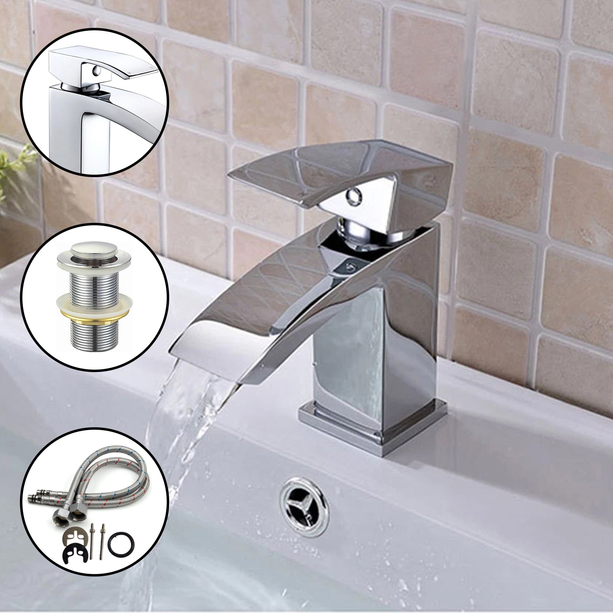 Vista Chrome Square Basin Mixer Tap