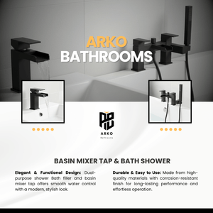 ARKO Verda Bath Shower & Basin Mixer Tap Set – Black