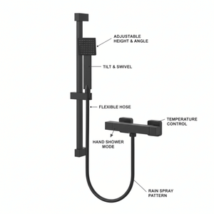 ARKO Waterfall Bath Filler & Hand Shower Set – Black