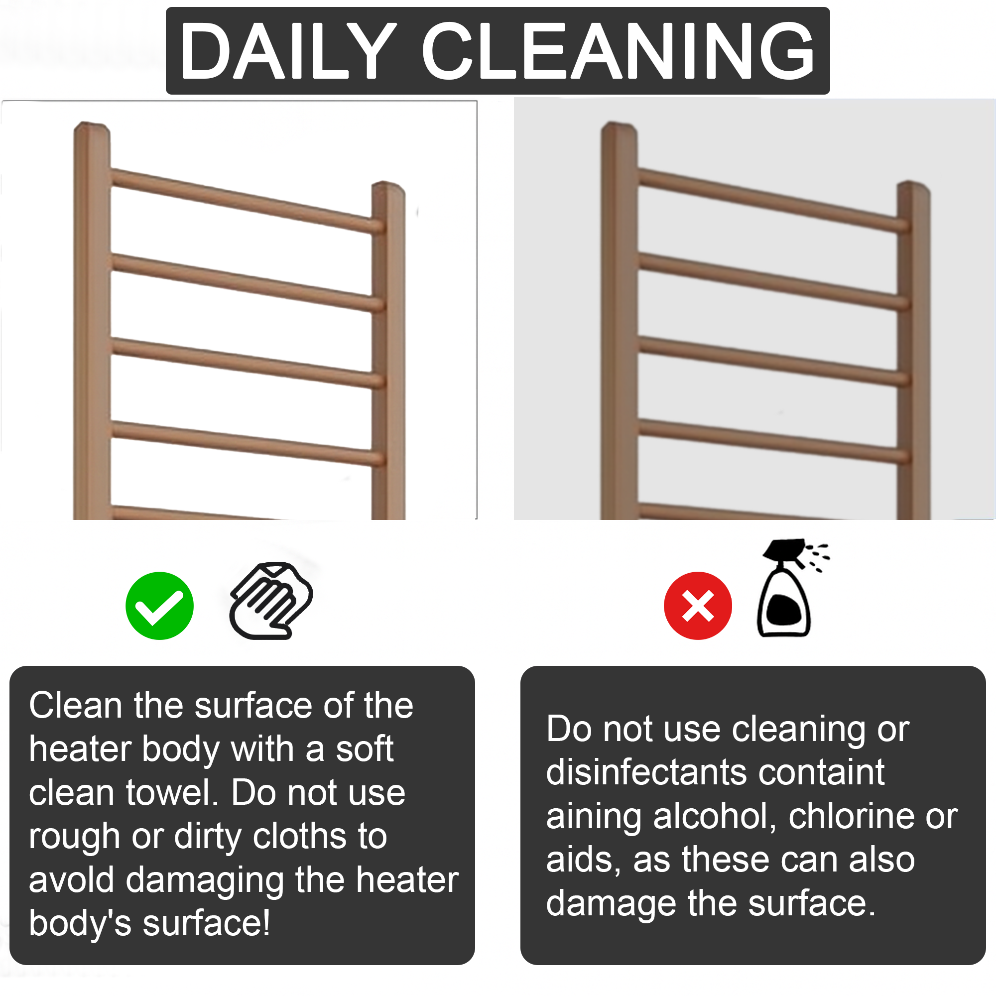 Arko Heated Towel Rail –Bronze– 500 x 1200mm – Straight Bars
