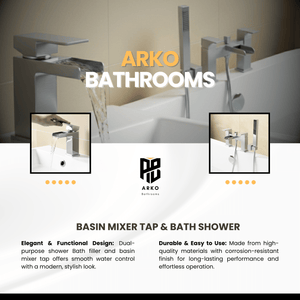 ARKO Waterfall Bath Shower & Basin Mixer Tap Set – Chrome