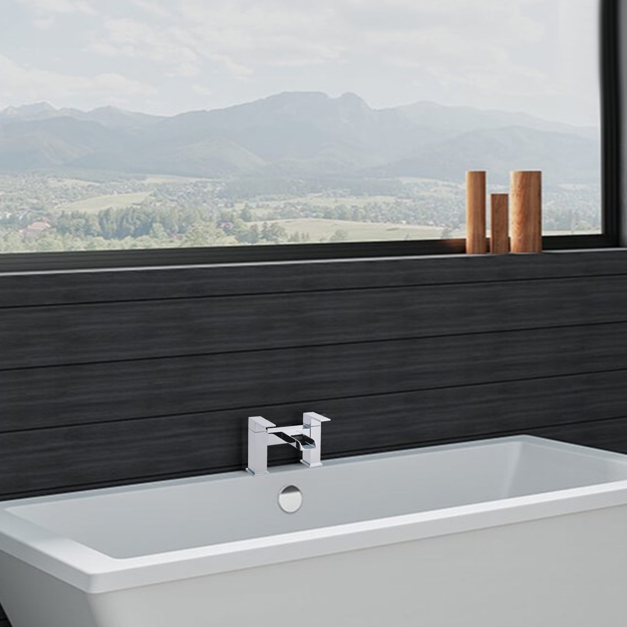 Waterfall Modern Bath Filler Taps – Chrome