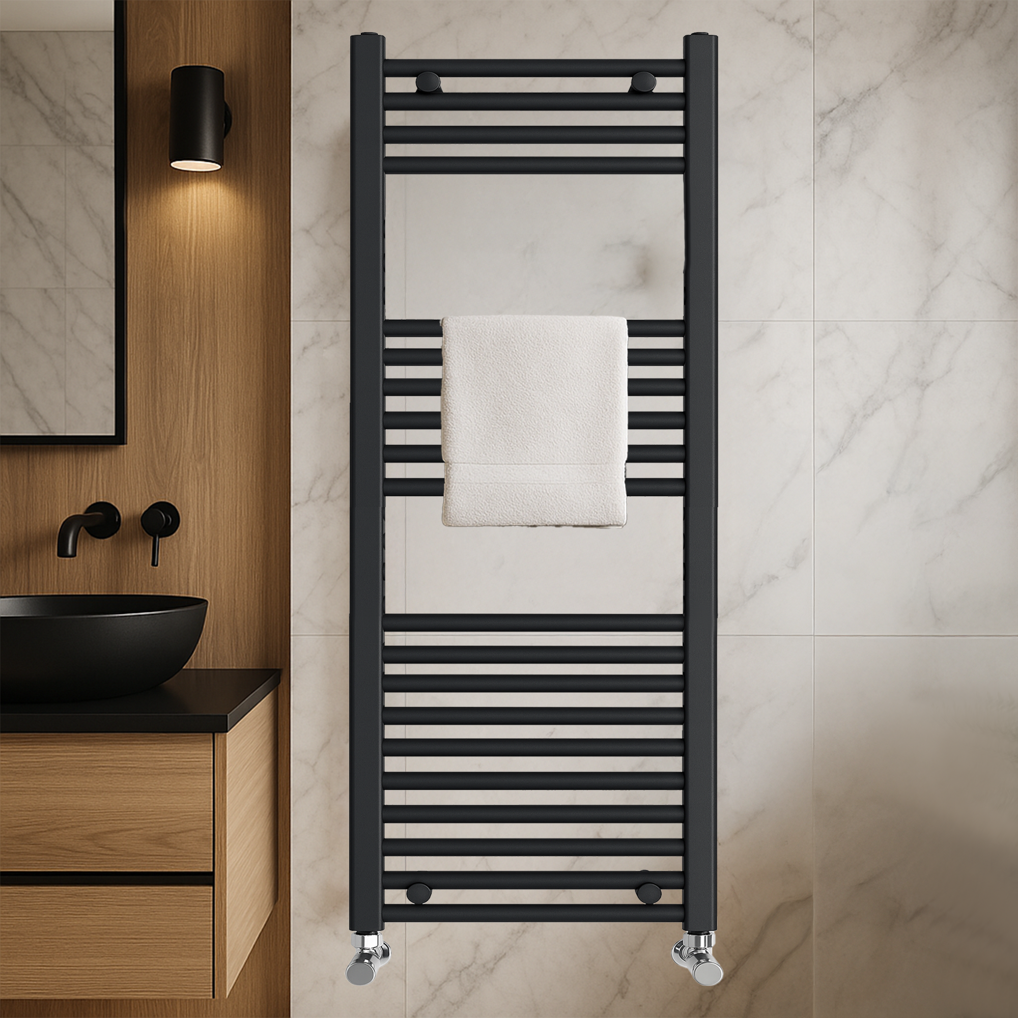 ARKO Black Heated Towel Rail 500x1200mm – Wall Mounted Ladder Radiator