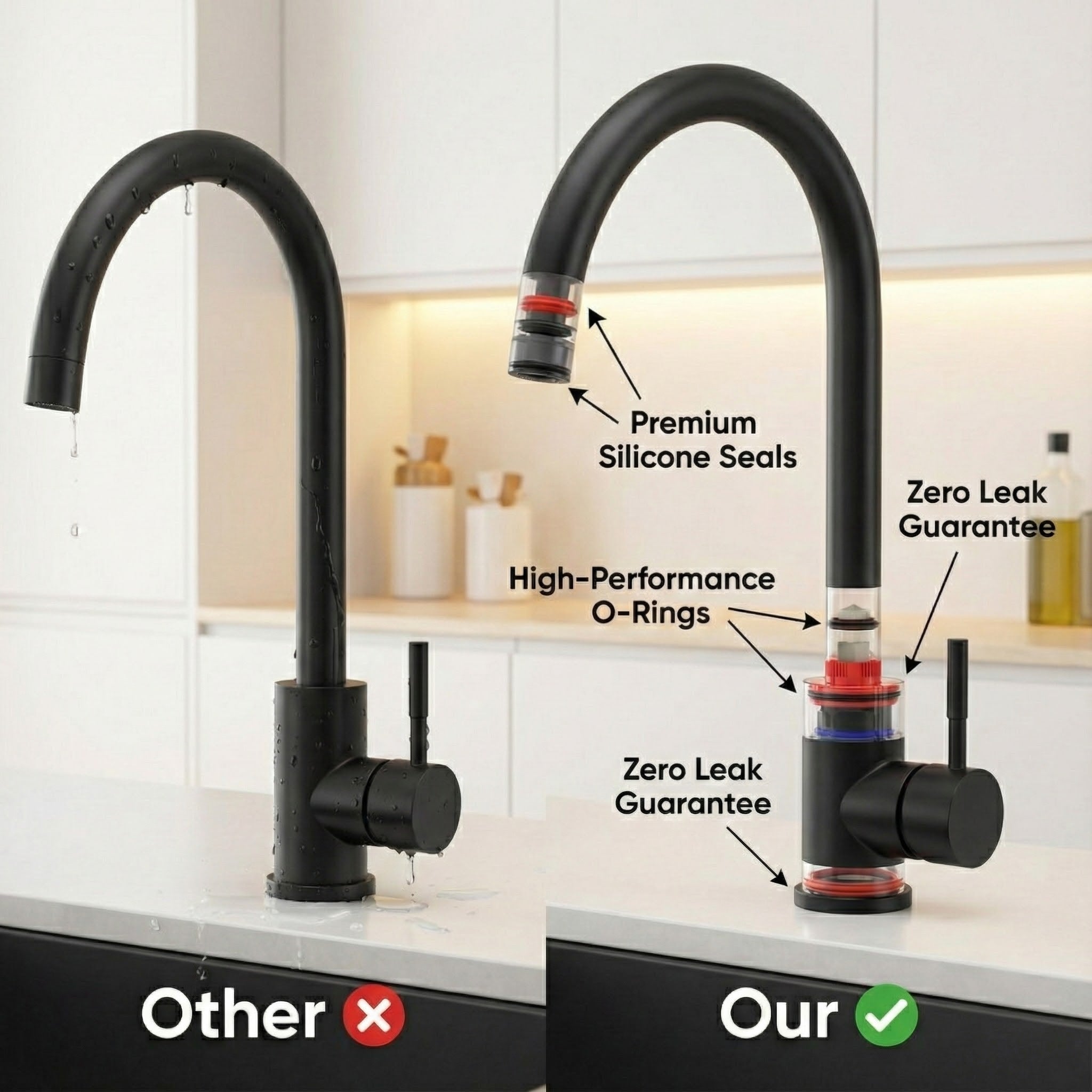 Arko Manhattan Single Lever Kitchen Sink Mixer Tap Swivel Spout - Black