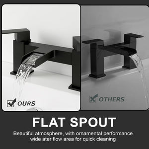 Waterfall Modern Bath Filler Taps- Black