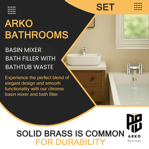 Arko Capri Bath and Basin Mixer Tap with Bath Waste Set - Chrome