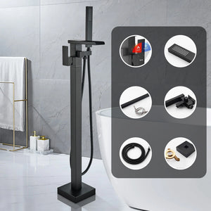 Floor Mounted Freestanding Bath Shower Mixer – Matte Black