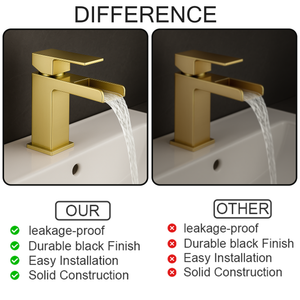 ARKO Waterfall Bath & Basin Mixer Tap Set – Brass Finish