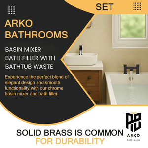 Arko Vista Bath and Basin Mixer Tap with Bath Waste Set - Black