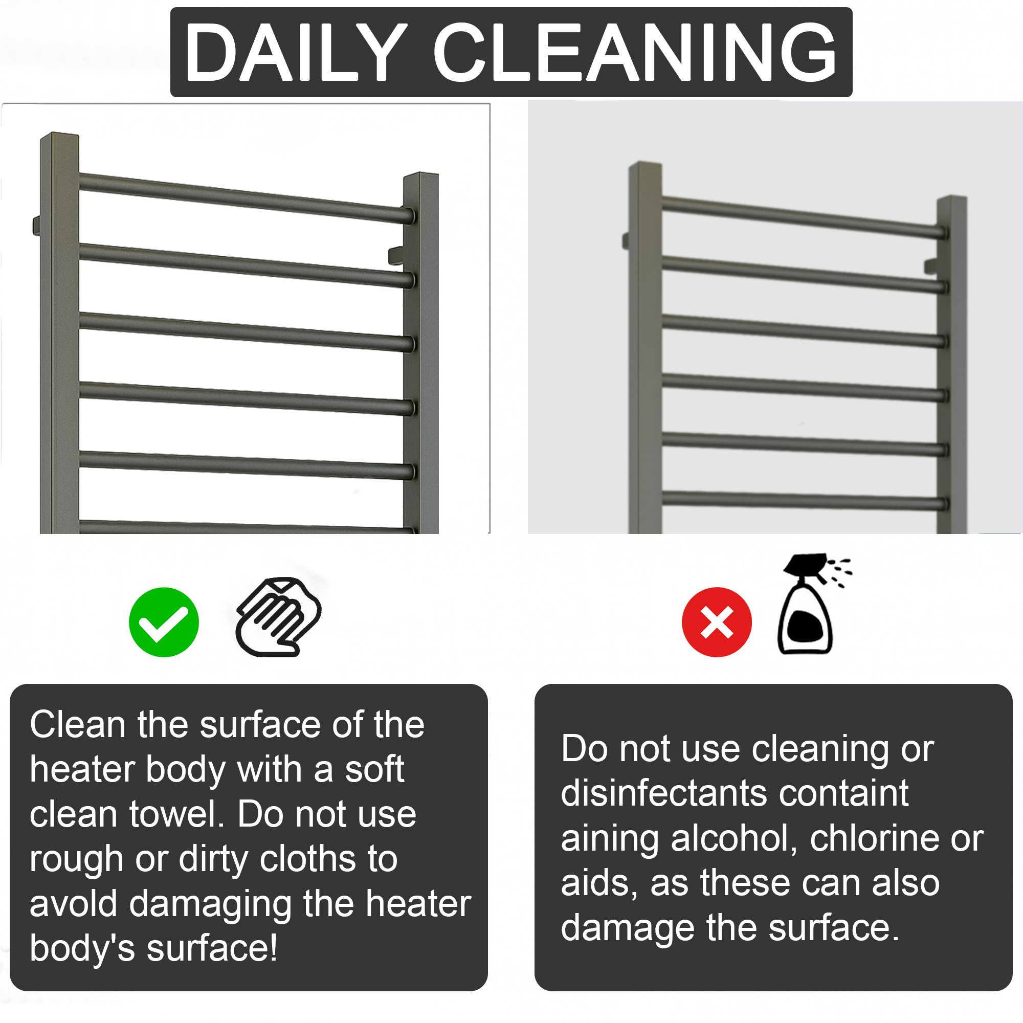 Arko Heated Towel Rail -Gumental– 500 x 1200mm – Straight Bars