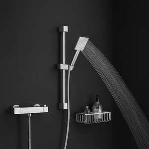 Arko Thermostatic Shower Mixer with Adjustable Riser Kit Exposed Square Shower – Chrome