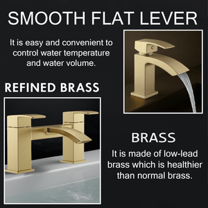 ARKO Vista Basin Mixer Tap, Bath Filler & Handheld Shower Set with Bath Waste – Brass