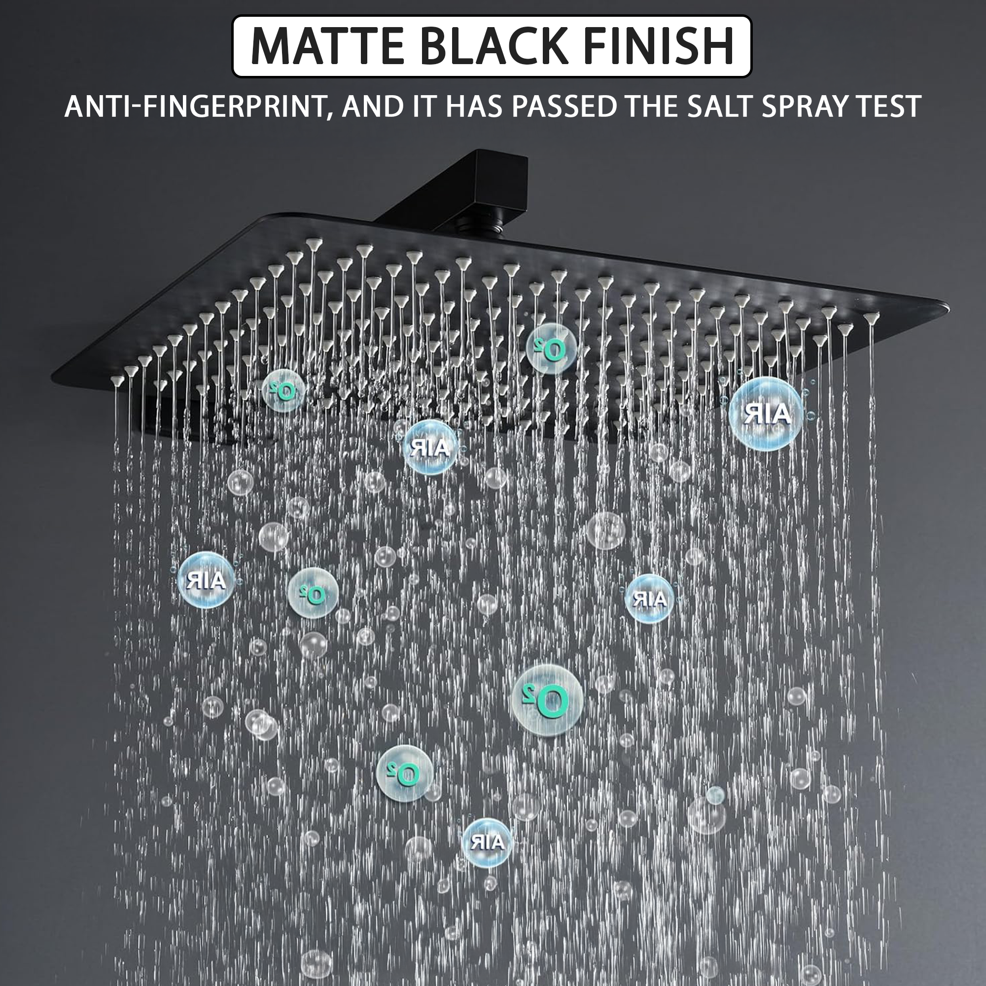 ARKO Square Concealed Thermostatic Shower Mixer 2 Dial Twin Head with Valve, Handset & Shower Waste – Black