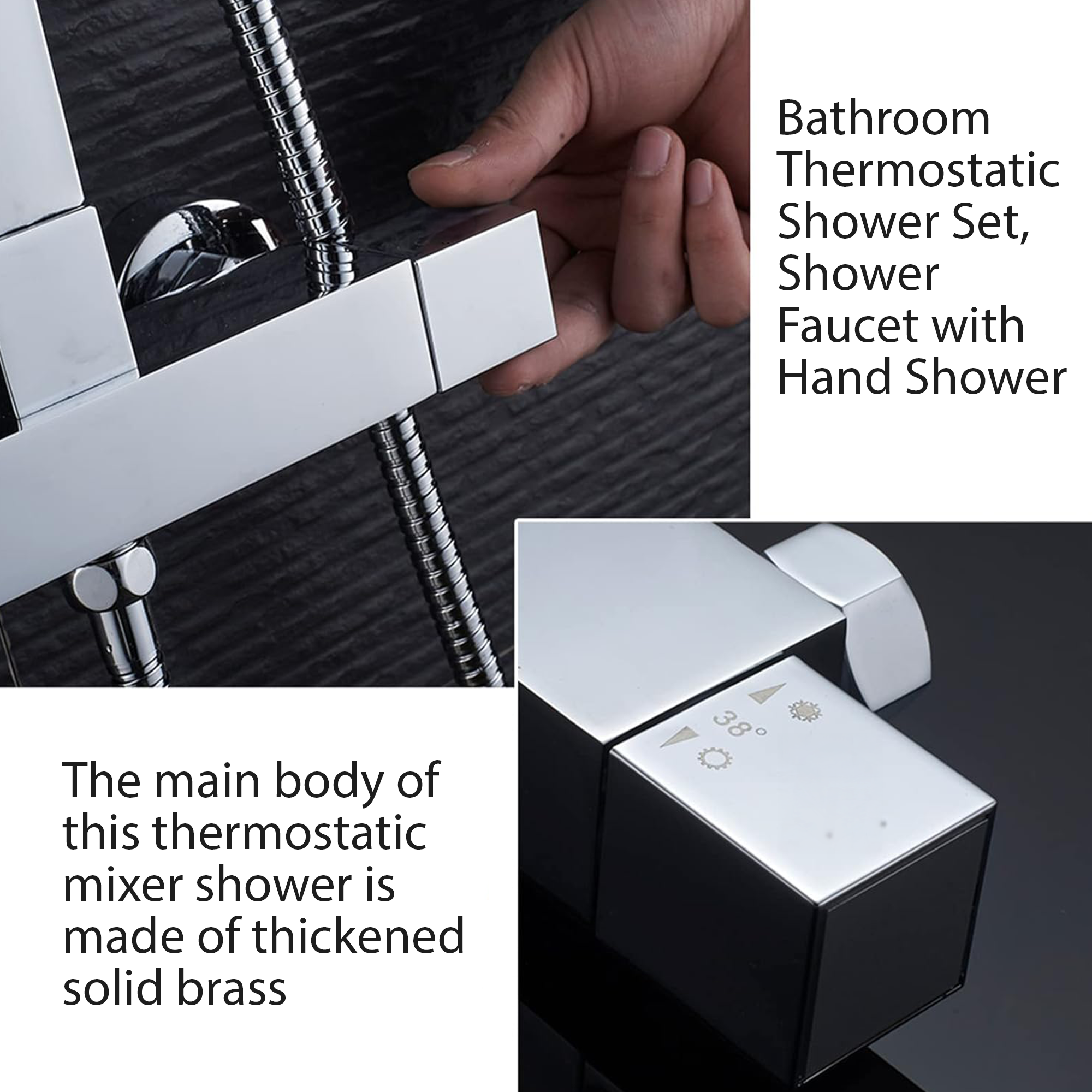 ARKO Square Rainfall Shower System with Handheld Spray & Curved Glass Sliding Shower Enclosure - Chrome
