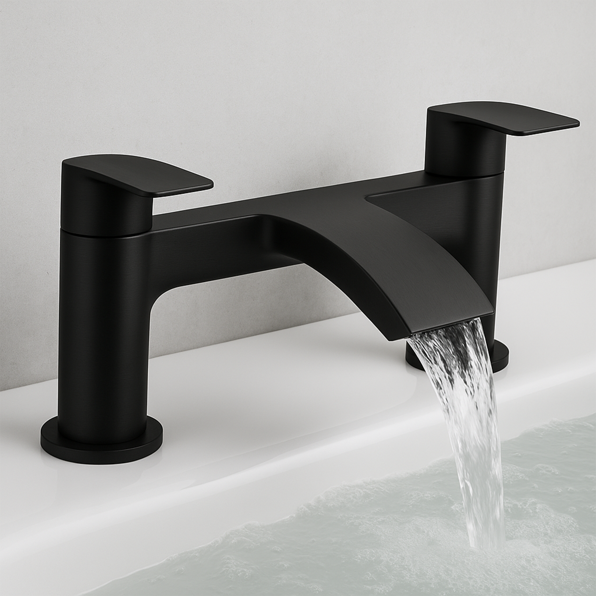 Arko Capri Bath and Basin Mixer Tap with Bath Waste Set - Black