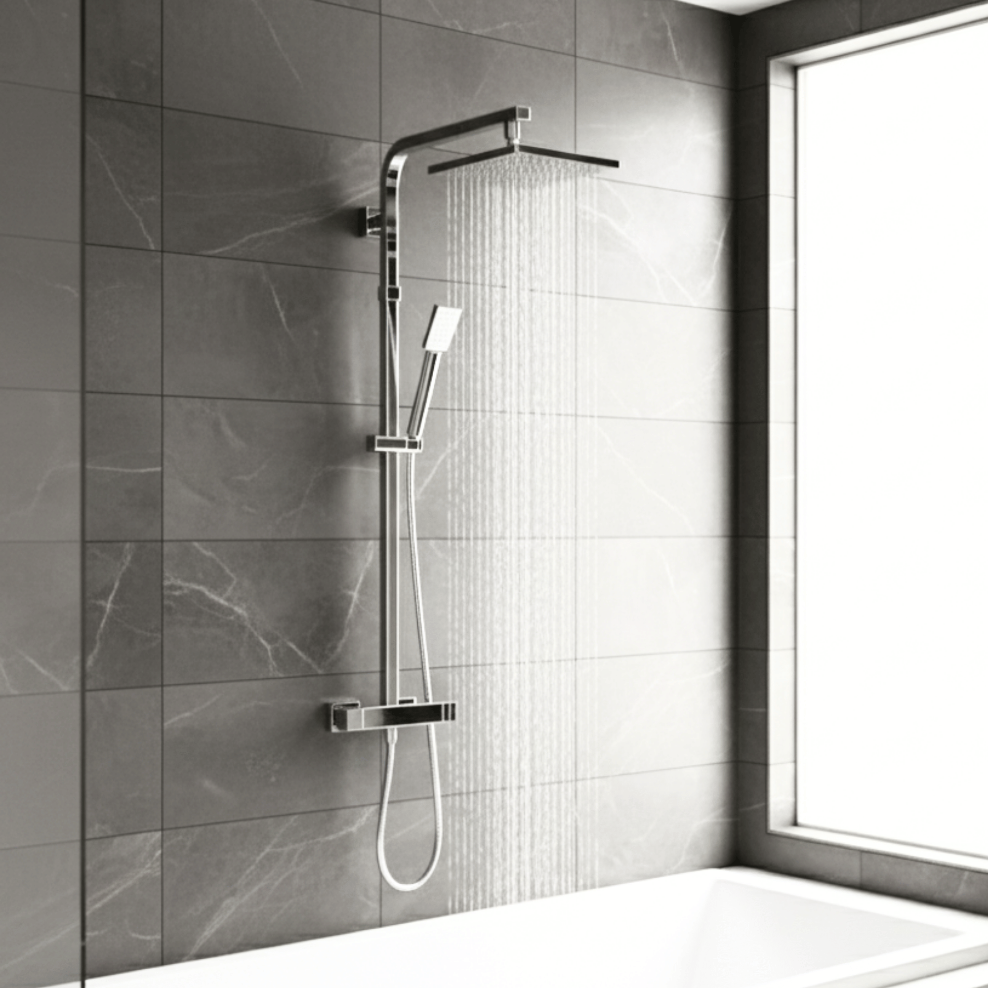 ARKO Verda Basin Mixer Tap, Bath Filler & Thermostatic Mixer Shower Set with Bath Waste – Chrome