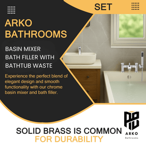 Arko Capri Basin Mixer Tap & Bath Shower Set with Bath Waste – Chrome