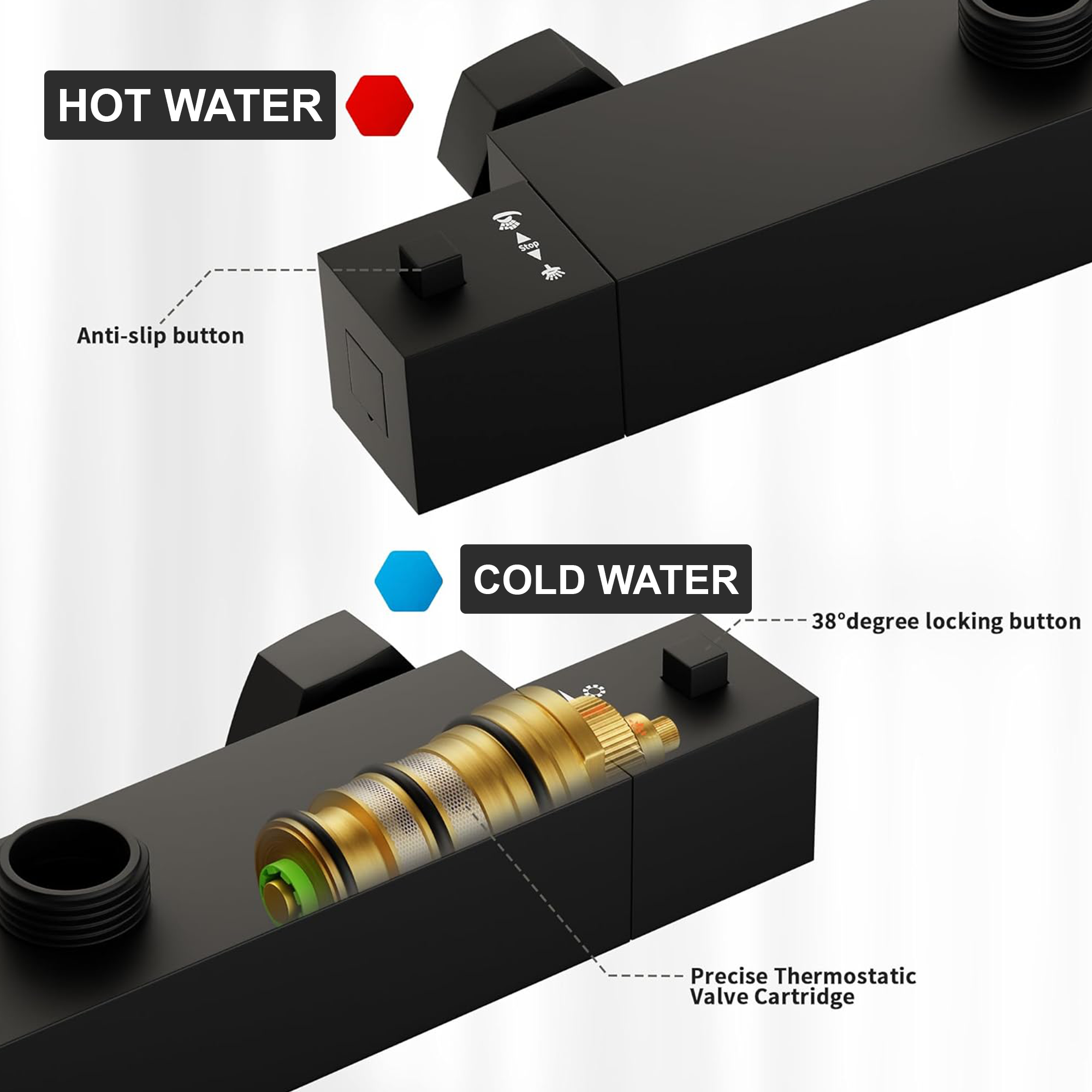 ARKO Vista Bath Filler & Hand Shower Set – Black