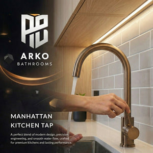 Arko Manhattan Single Lever Kitchen Sink Mixer Tap Swivel Spout - Bronze