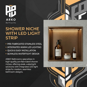 ARKO Shower Niche with LED Light Wall Insert, Bathroom Shower Storage Shelf, Bronze