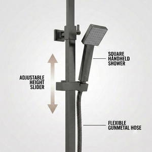 Arko Modern Square Thermostatic Shower – Gunmetal