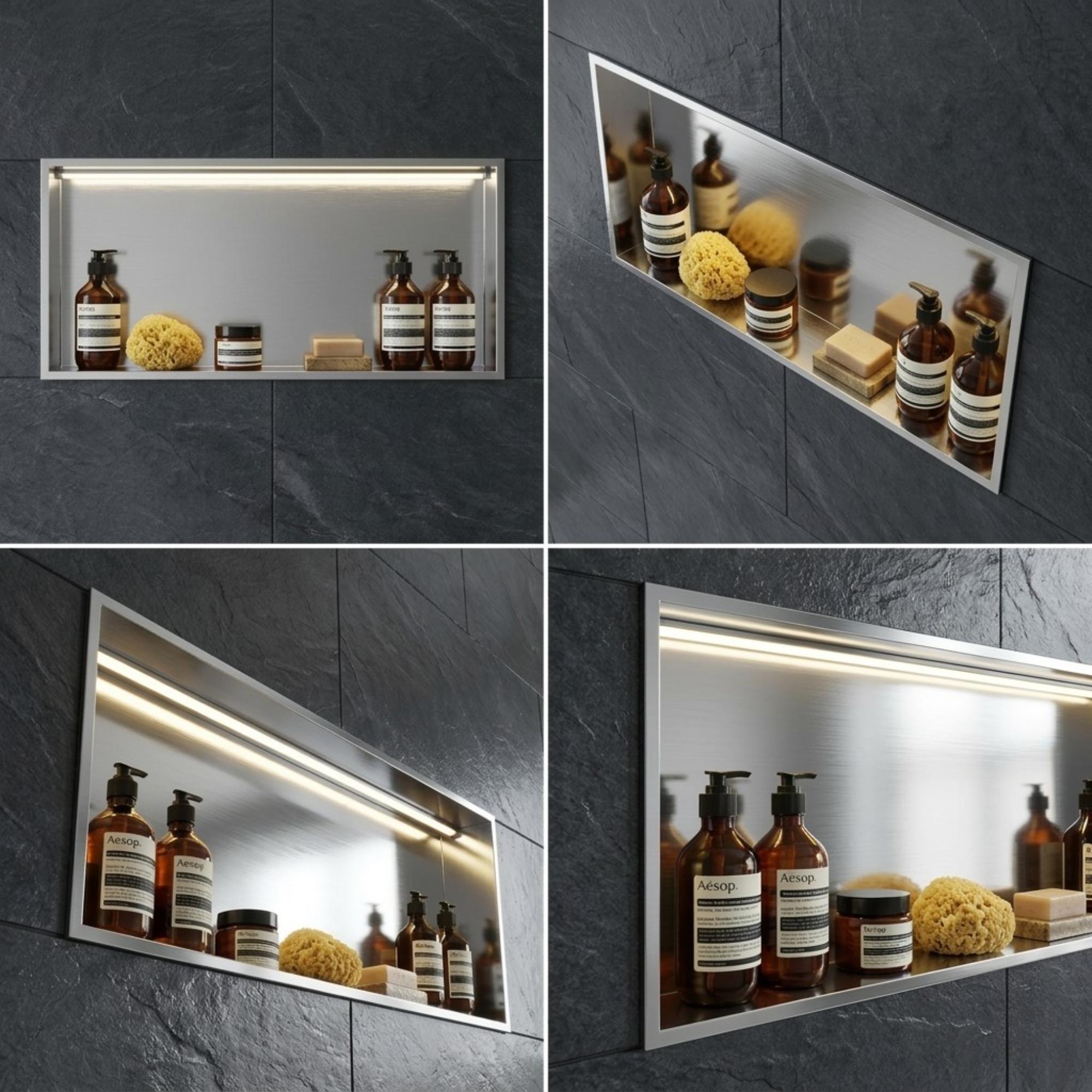 ARKO Shower Niche with LED Light Wall Insert, Bathroom Shower Storage Shelf, Chrome