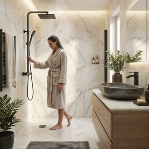 Arko Bathroom Vista Mixer Shower & Basin Mixer Tap Sets with Bath Shower Waste – Black