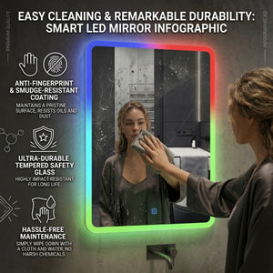 Arko Bathroom Mirror with RGB Lights 500x700mm - Wall Mounted Vanity Mirror